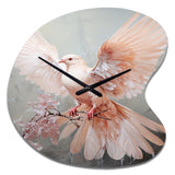 Pink Dove Winged Messenger - Asymmetric Metal Wall Clock