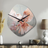 Pink Dove Winged Messenger - Asymmetric Metal Wall Clock