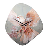 Pink Dove Winged Messenger - Asymmetric Metal Wall Clock