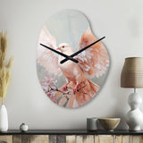 Pink Dove Winged Messenger - Asymmetric Metal Wall Clock