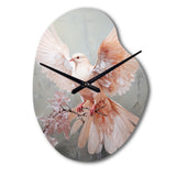 Pink Dove Winged Messenger - Asymmetric Metal Wall Clock