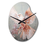Pink Dove Winged Messenger - Asymmetric Metal Wall Clock