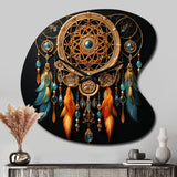Gold Dream Catcher Intricate Visions - Asymmetric Metal Wall Clock