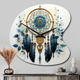 Blue Dream Catcher Minimalist Serenity I - Asymmetric Metal Wall Clock