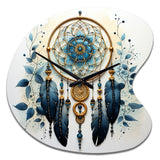 Blue Dream Catcher Minimalist Serenity I - Asymmetric Metal Wall Clock