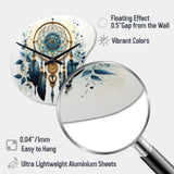 Blue Dream Catcher Minimalist Serenity I - Asymmetric Metal Wall Clock