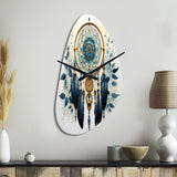 Blue Dream Catcher Minimalist Serenity I - Asymmetric Metal Wall Clock