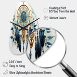 Blue Dream Catcher Minimalist Serenity I - Asymmetric Metal Wall Clock