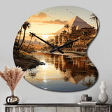 Egypt Golden Pyramids III - Asymmetric Metal Wall Clock
