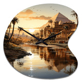 Egypt Golden Pyramids III - Asymmetric Metal Wall Clock