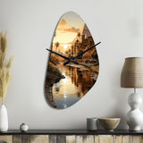 Egypt Golden Pyramids III - Asymmetric Metal Wall Clock