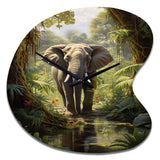 Elephant Jungle Sanctuary IV - Asymmetric Metal Wall Clock
