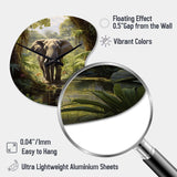 Elephant Jungle Sanctuary IV - Asymmetric Metal Wall Clock