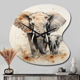 Elephant Gentle Giants Elephants III - Asymmetric Metal Wall Clock