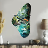 Emerald Oasis A Lush Green Landscape - Asymmetric Metal Wall Clock