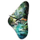 Emerald Oasis A Lush Green Landscape - Asymmetric Metal Wall Clock