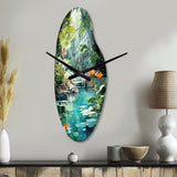 Emerald Oasis A Lush Green Landscape - Asymmetric Metal Wall Clock
