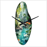 Emerald Oasis A Lush Green Landscape - Asymmetric Metal Wall Clock