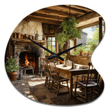 Farmhouse Family Dinner Pointillism - Asymmetric Metal Wall Clock