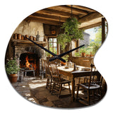 Farmhouse Family Dinner Pointillism - Asymmetric Metal Wall Clock