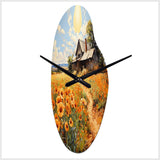 Farmhouse Sunlit Haven Pointillism II - Asymmetric Metal Wall Clock