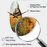 Farmhouse Sunlit Haven Pointillism II - Asymmetric Metal Wall Clock