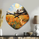 Farmhouse Sunlit Haven Pointillism II - Asymmetric Metal Wall Clock