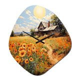 Farmhouse Sunlit Haven Pointillism II - Asymmetric Metal Wall Clock