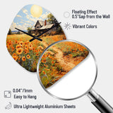 Farmhouse Sunlit Haven Pointillism II - Asymmetric Metal Wall Clock
