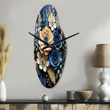 Blue Ferns Indigo Tranquility Papercut II - Asymmetric Metal Wall Clock