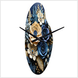 Blue Ferns Indigo Tranquility Papercut II - Asymmetric Metal Wall Clock