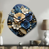 Blue Ferns Indigo Tranquility Papercut II - Asymmetric Metal Wall Clock