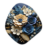 Blue Ferns Indigo Tranquility Papercut II - Asymmetric Metal Wall Clock