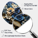 Blue Ferns Indigo Tranquility Papercut II - Asymmetric Metal Wall Clock