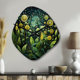 Ferns Plant Enchanted Forest IV - Asymmetric Metal Wall Clock