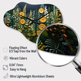 Yellow Ferns Plant Forest Tapestry - Asymmetric Metal Wall Clock