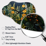 Yellow Ferns Plant Forest Tapestry - Asymmetric Metal Wall Clock