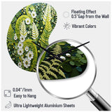 Light Green Ferns Plant Whimsical Spirals I - Asymmetric Metal Wall Clock