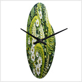 Light Green Ferns Plant Whimsical Spirals I - Asymmetric Metal Wall Clock