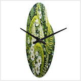 Light Green Ferns Plant Whimsical Spirals I - Asymmetric Metal Wall Clock