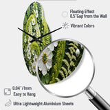 Light Green Ferns Plant Whimsical Spirals I - Asymmetric Metal Wall Clock