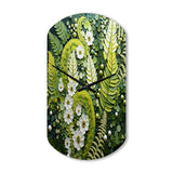 Light Green Ferns Plant Whimsical Spirals I - Asymmetric Metal Wall Clock
