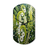 Light Green Ferns Plant Whimsical Spirals I - Asymmetric Metal Wall Clock