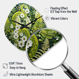 Light Green Ferns Plant Whimsical Spirals I - Asymmetric Metal Wall Clock