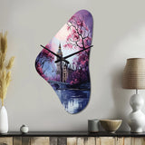Purple Ferris Wheel Eternal Carousel IV - Asymmetric Metal Wall Clock