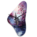 Purple Ferris Wheel Eternal Carousel IV - Asymmetric Metal Wall Clock