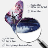 Purple Ferris Wheel Eternal Carousel IV - Asymmetric Metal Wall Clock