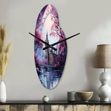 Purple Ferris Wheel Eternal Carousel IV - Asymmetric Metal Wall Clock