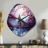 Purple Ferris Wheel Eternal Carousel IV - Asymmetric Metal Wall Clock