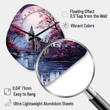 Purple Ferris Wheel Eternal Carousel IV - Asymmetric Metal Wall Clock